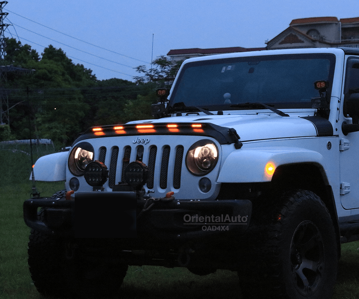 Bonnet Protector with LED Lights for Jeep Wrangler JK 4D 2007-2018