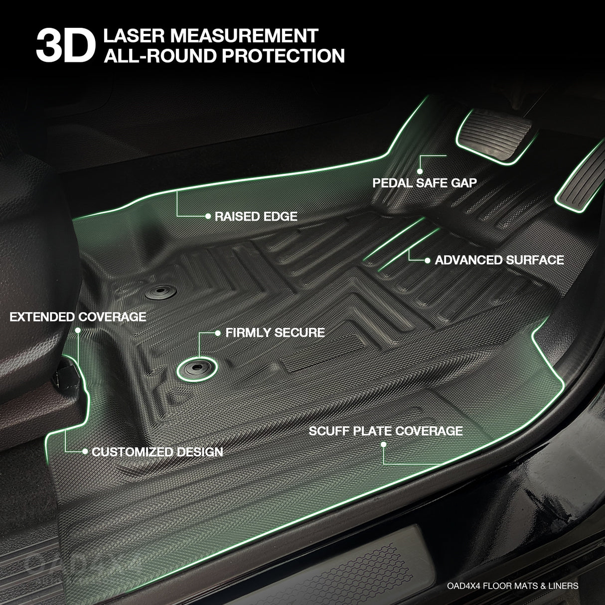 5D TPE Car Floor Mats for Mazda BT-50 BT50 Single / Extra Cab 2011-2020