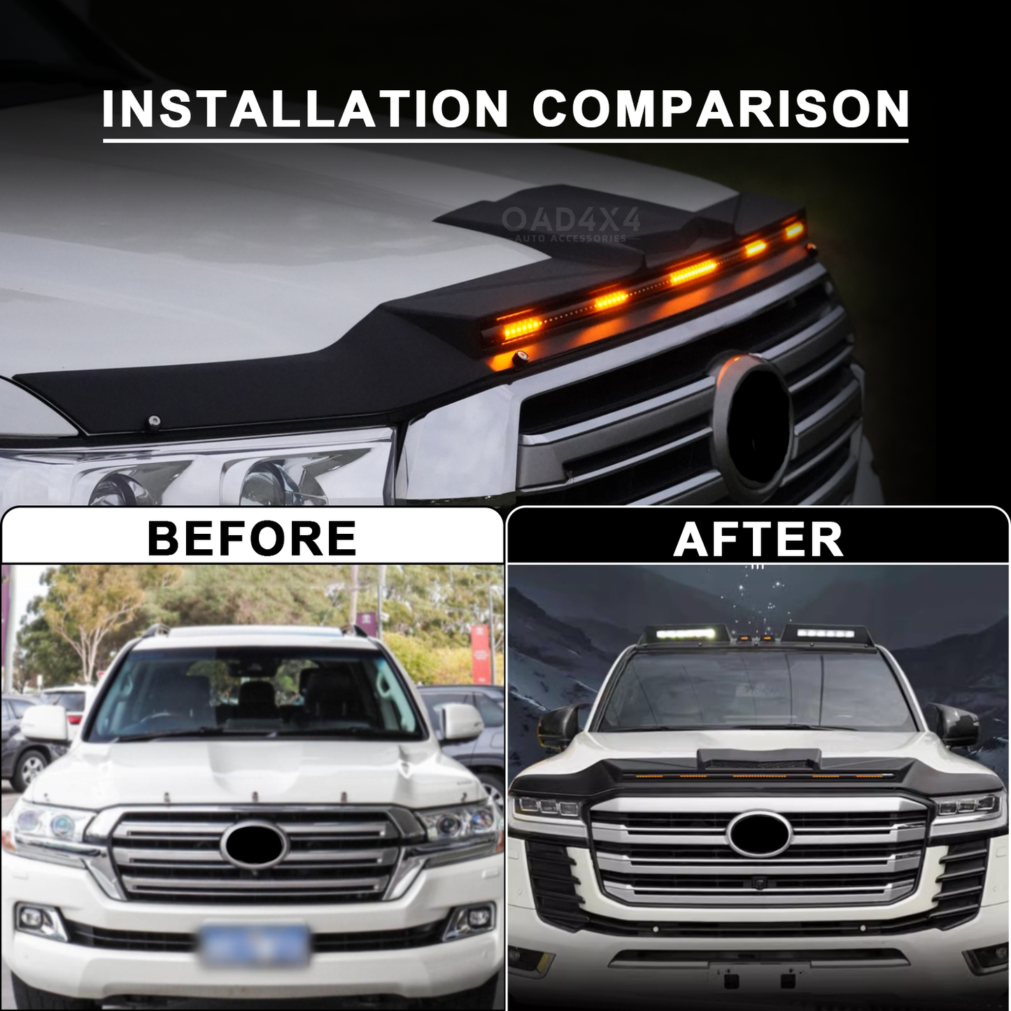 LED Light Bonnet Protector for Toyota LandCruiser 200 2016-2021