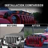 Bonnet Protector with LED Lights for Jeep Wrangler JL 4D 2018-Onwards