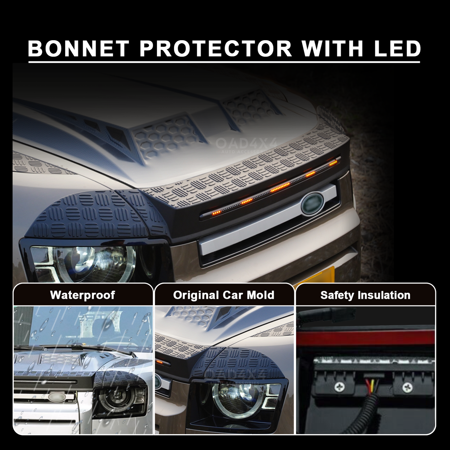 LED Light Bonnet Protector for Land Rover Defender L663 Series 2020-Onwards