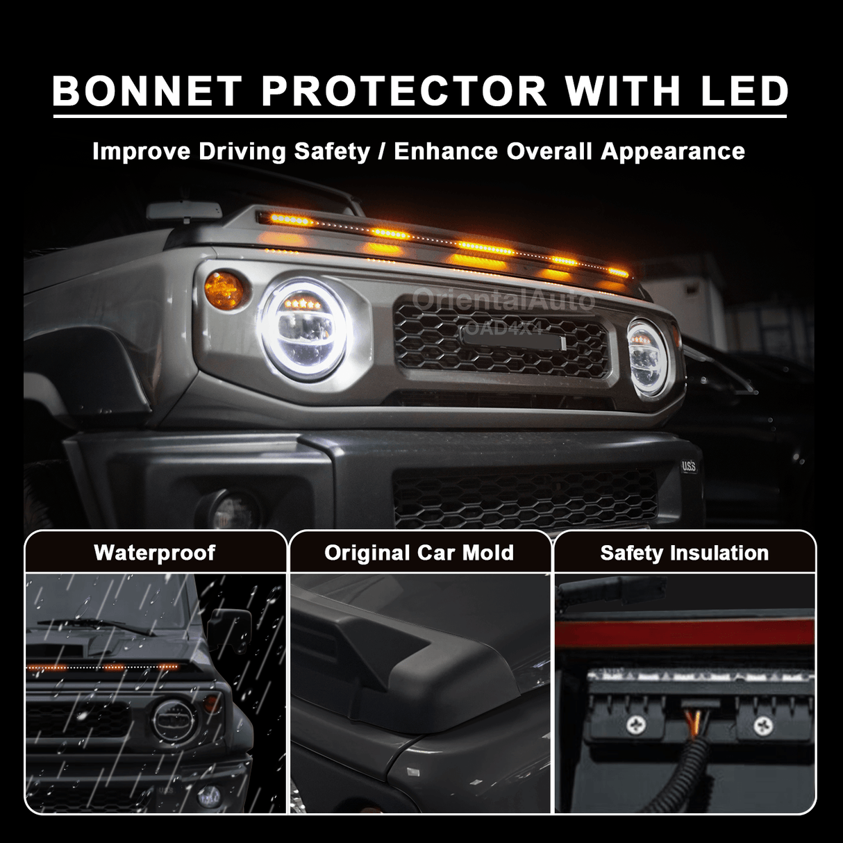 Bonnet Protector with LED Lights for Suzuki Jimny 2018-Onwards