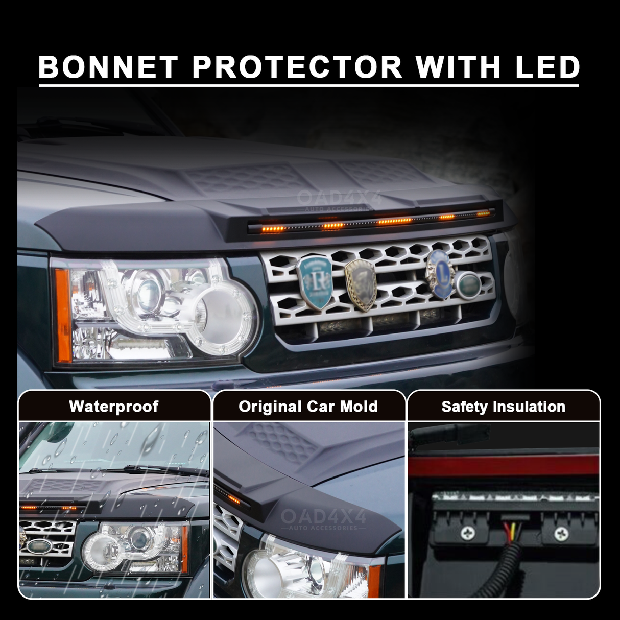 Bonnet Protector with LED Lights for Land Rover Discovery 3 4 2004-2016