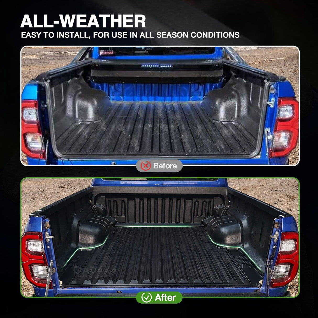 Ute Mat for Ford Ranger Dual Cab 2022-Onwards Fitted with Factory Plastic