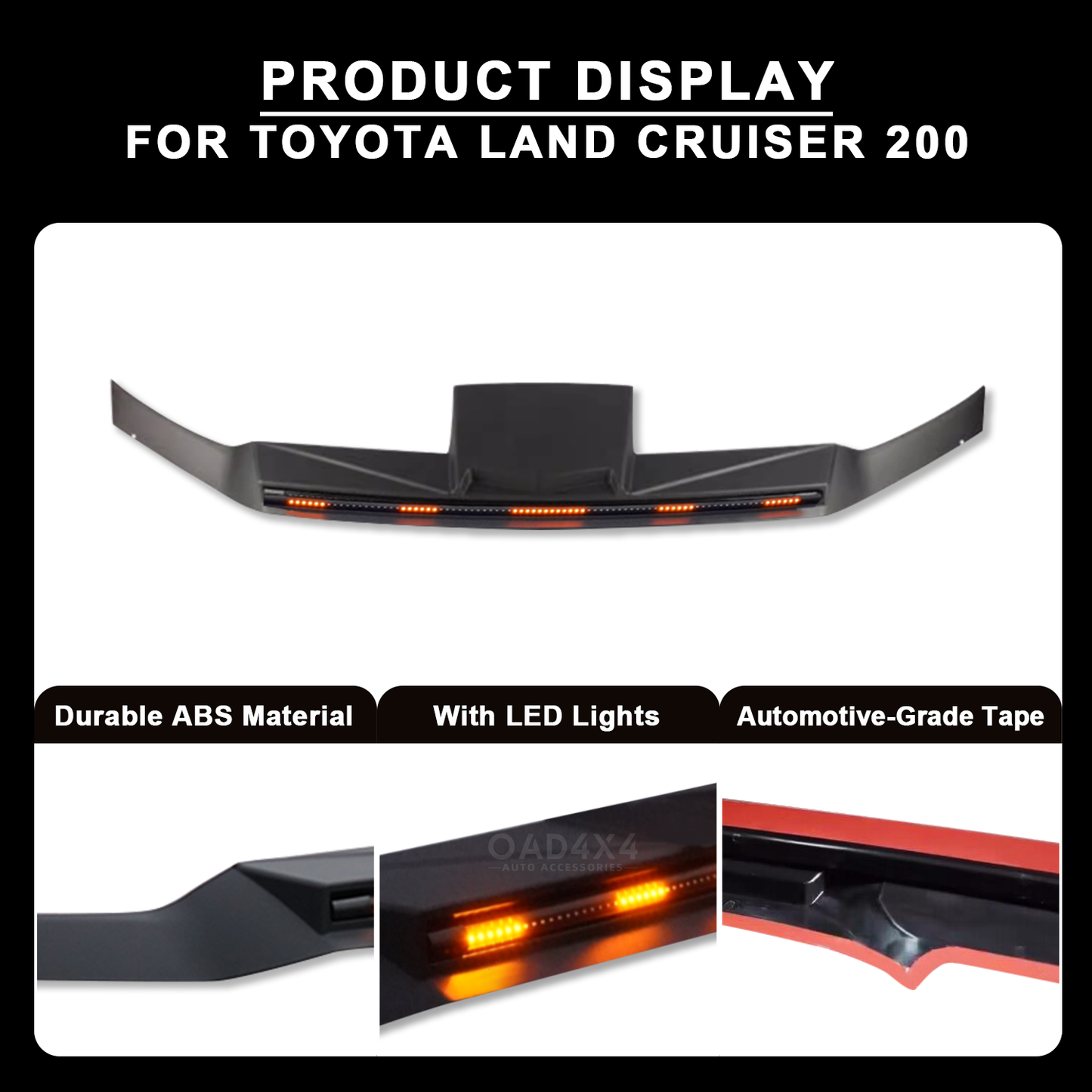 LED Light Bonnet Protector for Toyota LandCruiser 200 2016-2021