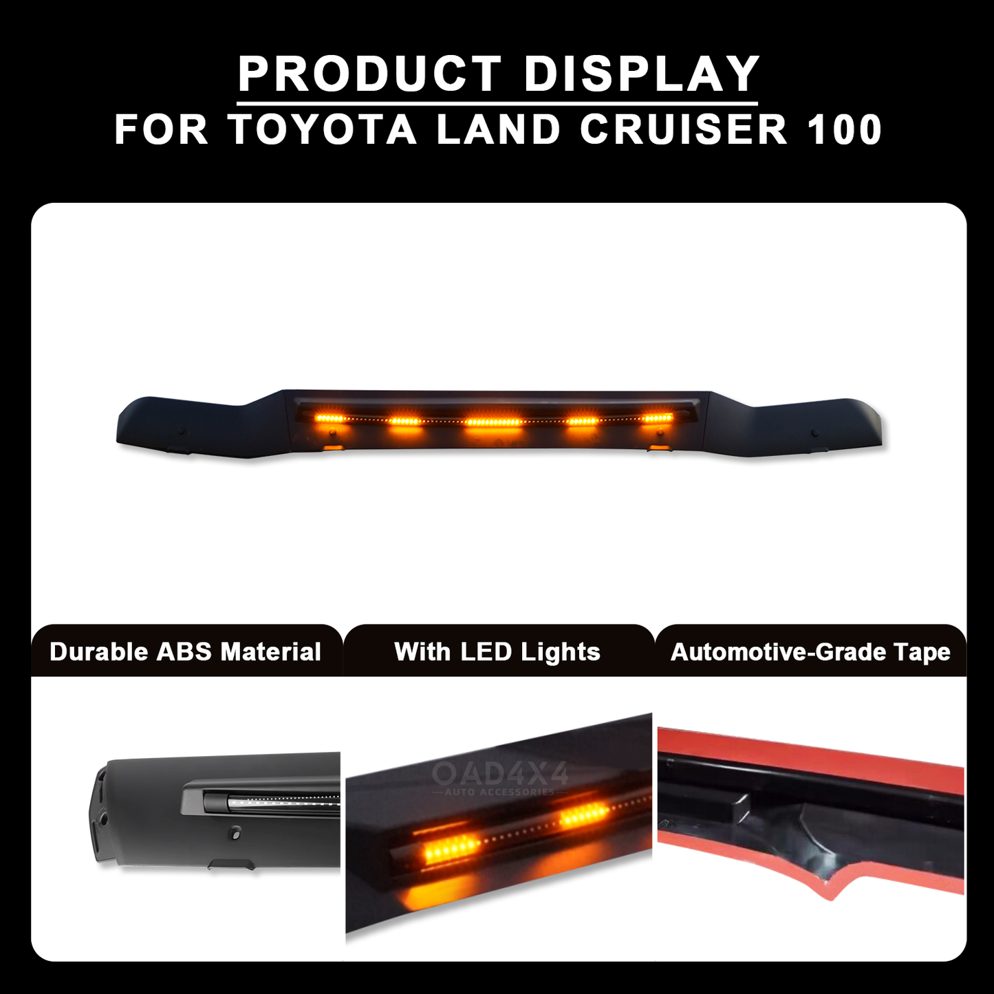 LED Light Bonnet Protector for Toyota LandCruiser 100 1998-2007