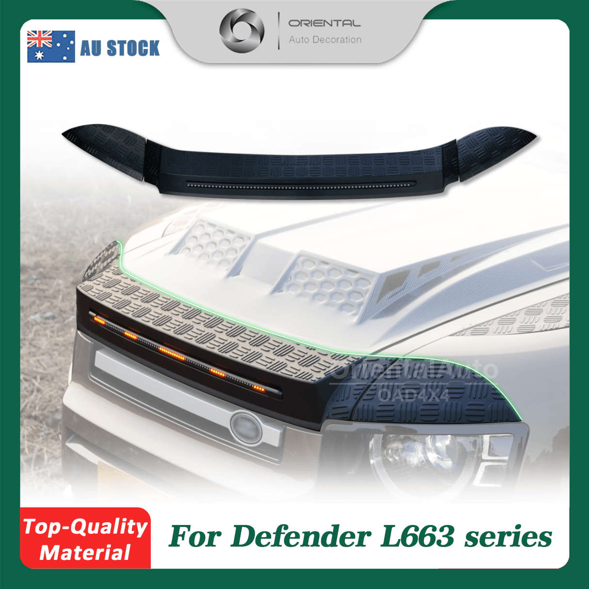 Bonnet Protector with LED Lights for Land Rover Defender L663 Series 2020-Onwards