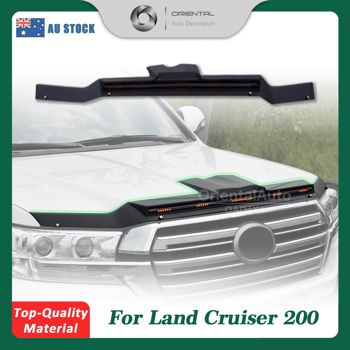 Bonnet Protector with LED Lights for Toyota LandCruiser 200 2016-2021