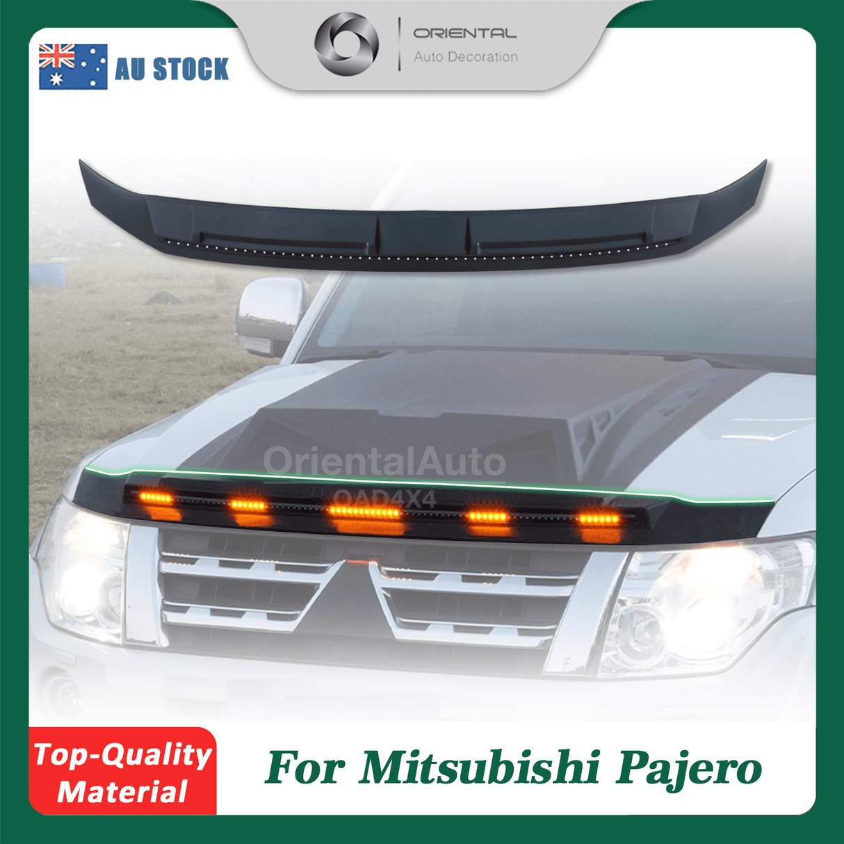 Bonnet Protector with LED Lights for Mitsubishi Pajero 2007-2020