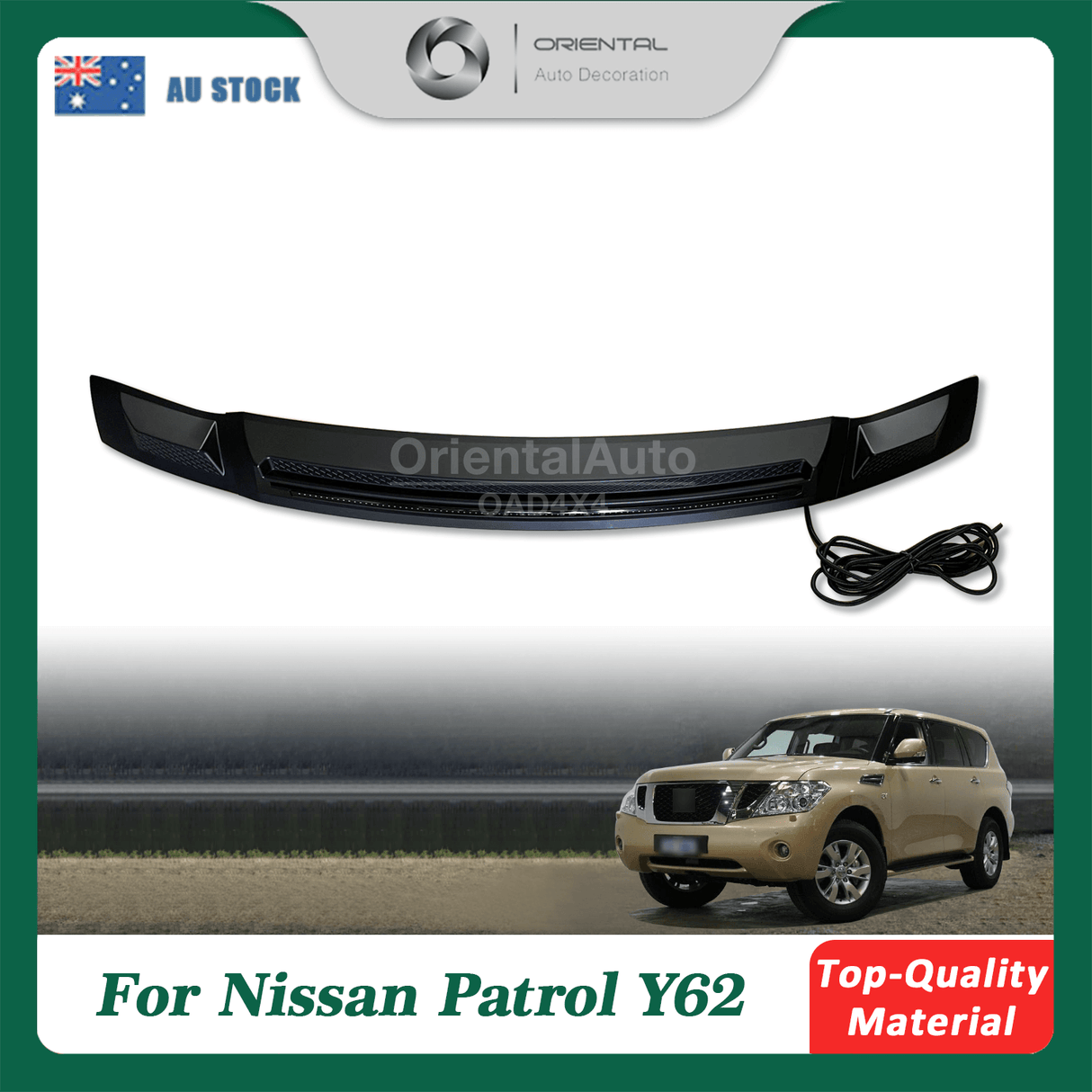 Bonnet Protector with LED Lights for Nissan Patrol Y62 2012-2019