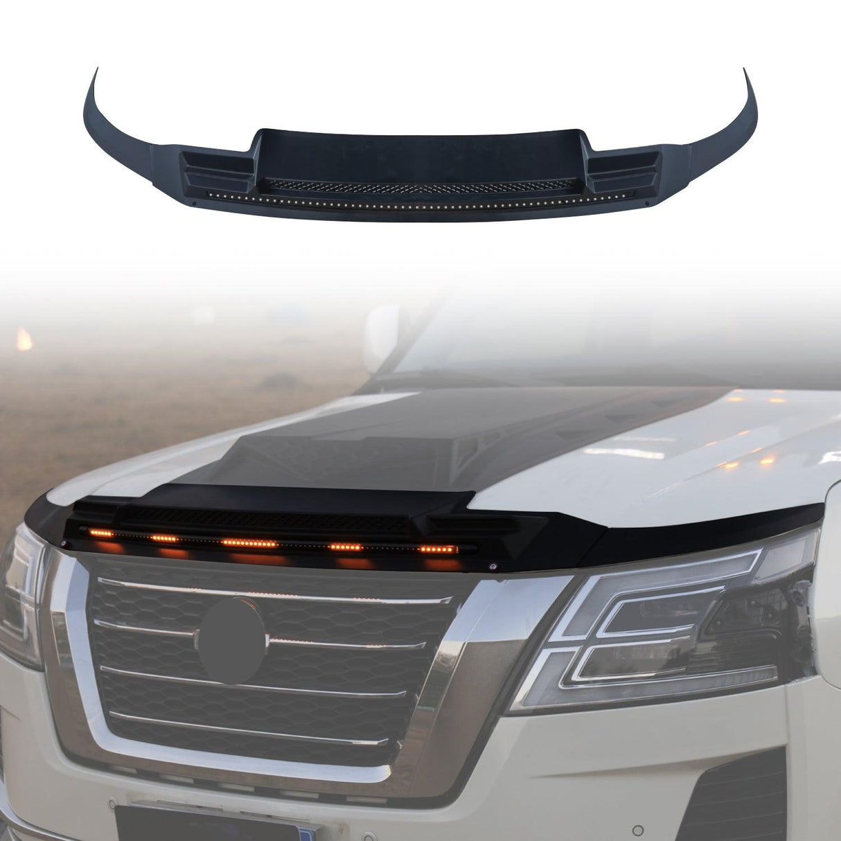 Bonnet Protector with LED Lights for Nissan Patrol Y62 Series 2019-Onwards