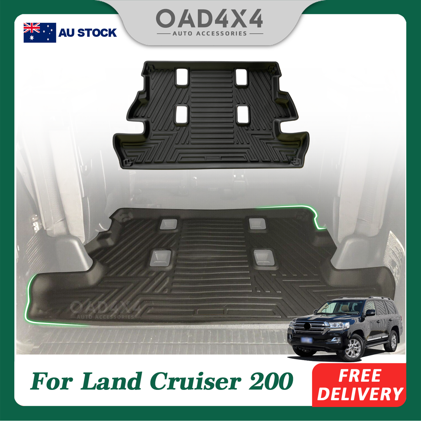 3D TPE Boot Mat for Toyota LandCruiser 200 7 Seater 2007-2021  LC200 Land Cruiser Cargo Mat Trunk Mat Boot Liner