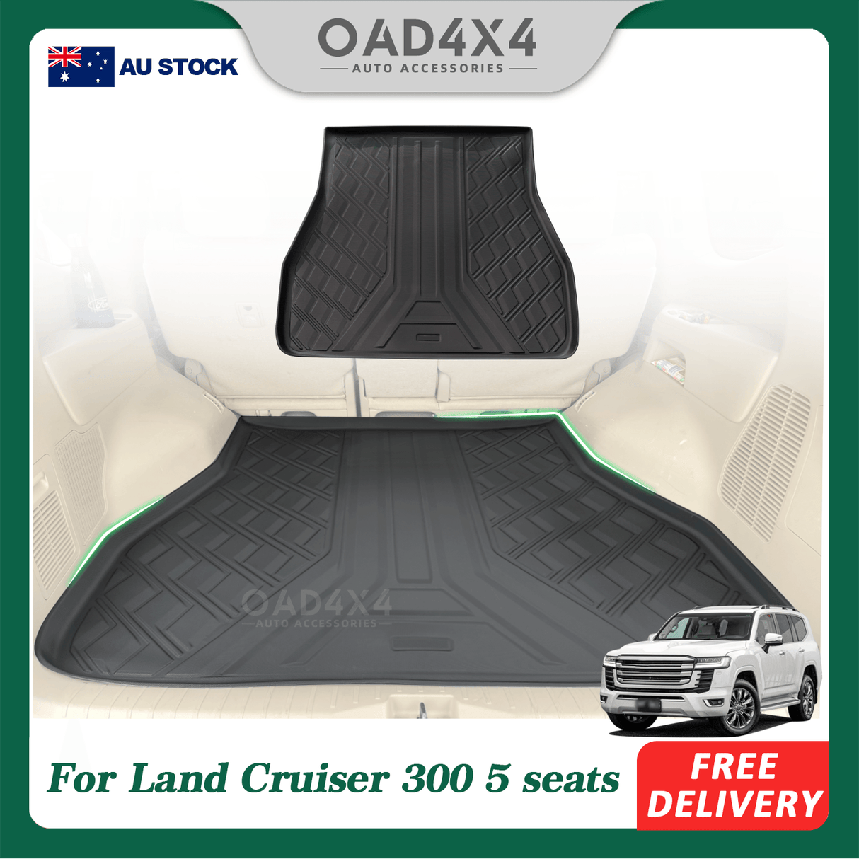 Boot Liner for Toyota Landcruiser 300 Series 5 Seater 2021-Onwards