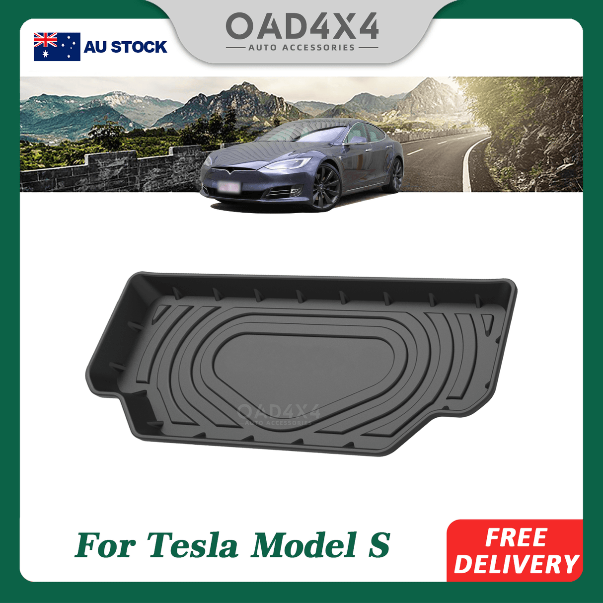 Front 3D TPE Boot Mat for Tesla 2nd Gen Model S 2016-2021 Cargo Mat Trunk Mat Boot Liner