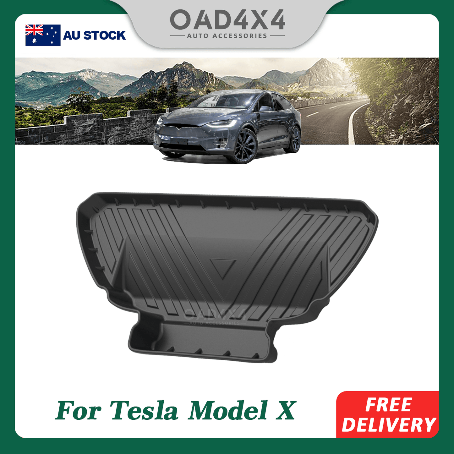 Front 3D TPE Boot Mat for Tesla Model X Cargo Mat Trunk Mat Boot Liner