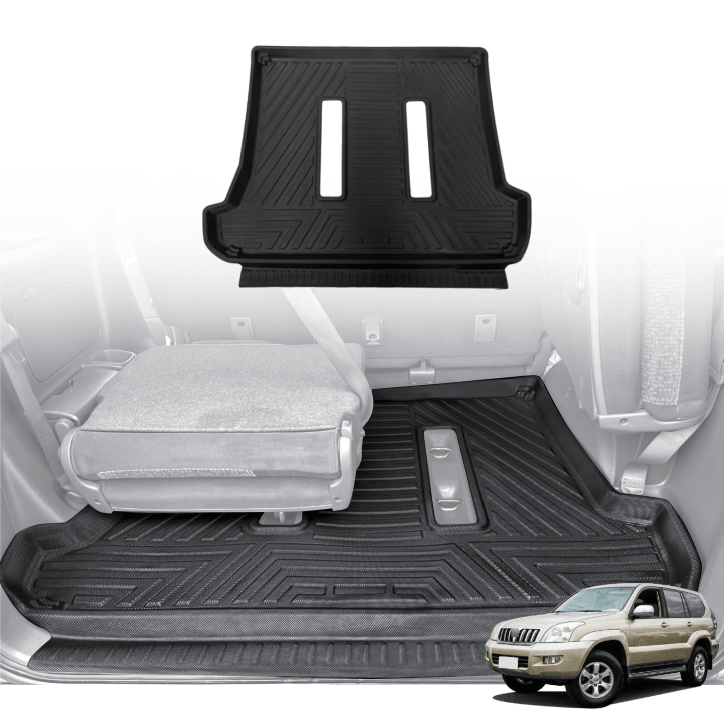 Boot Liner for Toyota Prado 120 2003-2009 with Inner Rear Step Panel Covered