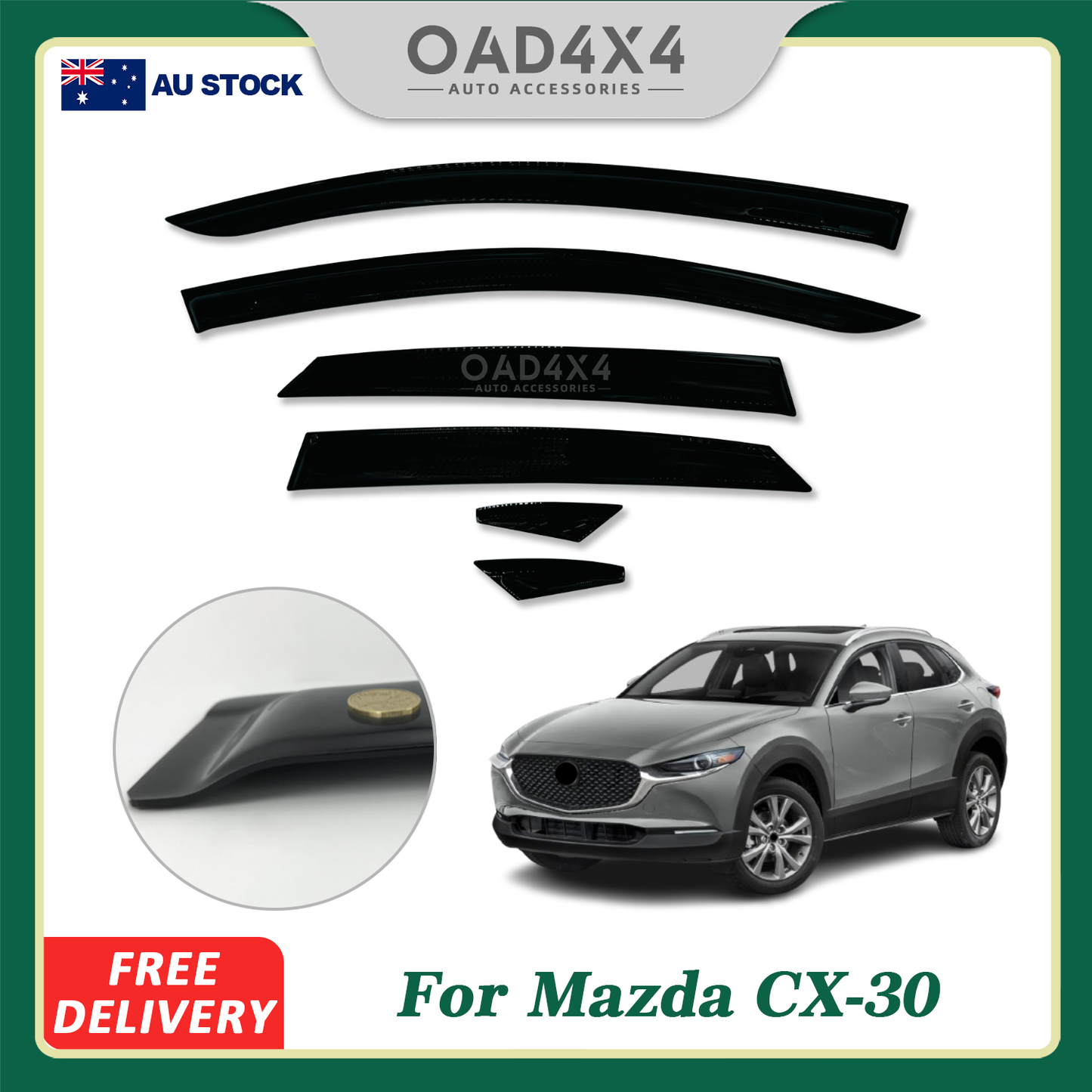 Weather Shields for Mazda CX-30 DM Series 2019-Onwards 6pcs