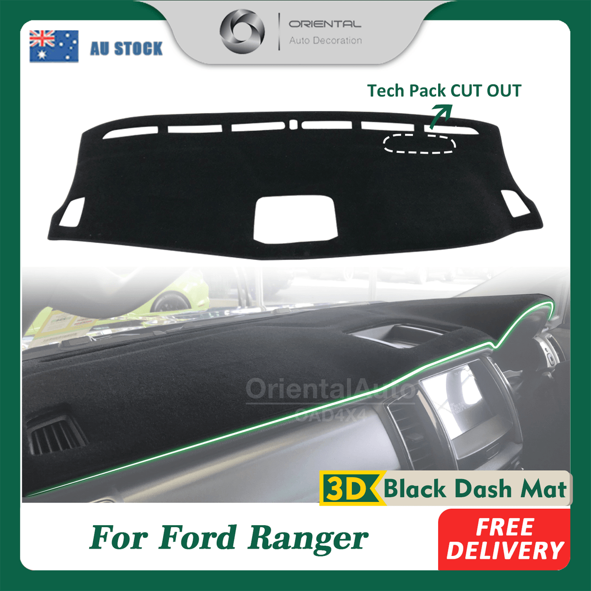 Dash Mat for Ford Ranger XL/XLS/XLT/FX4 2015-2022