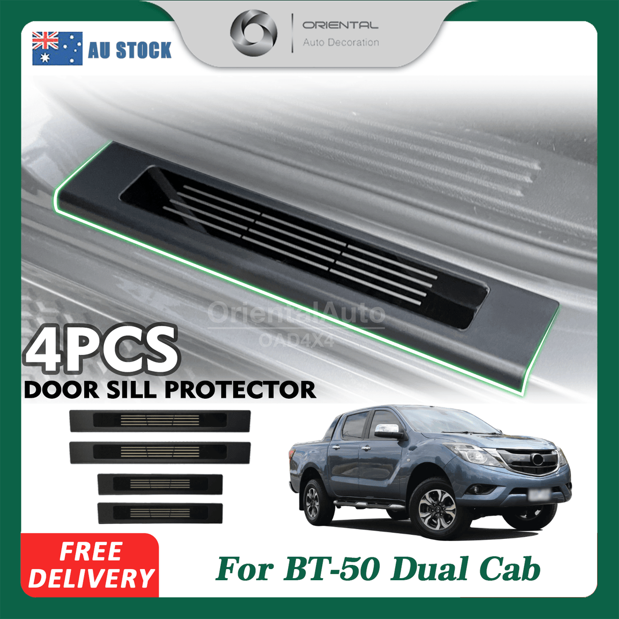 ABS Door Sill Protector for Mazda BT-50 BT50 Dual Cab 2011-2020