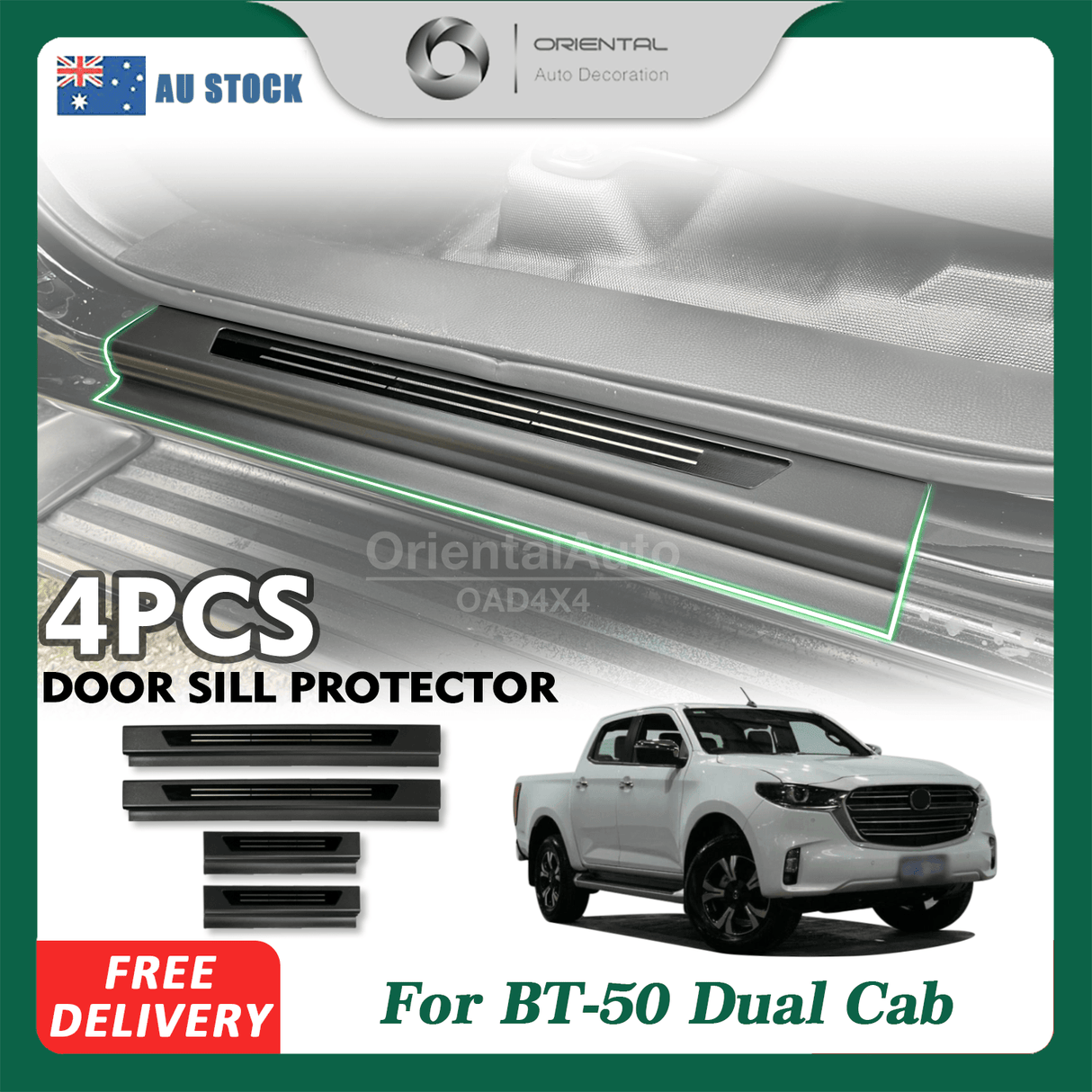 ABS Door Sill Protector for Mazda BT-50 BT50 Dual Cab 2020-Onwards