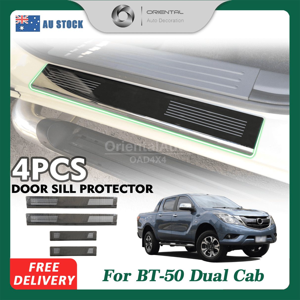 Stainless Door Sill Protector for Mazda BT-50 BT50 Dual Cab 2011-2020