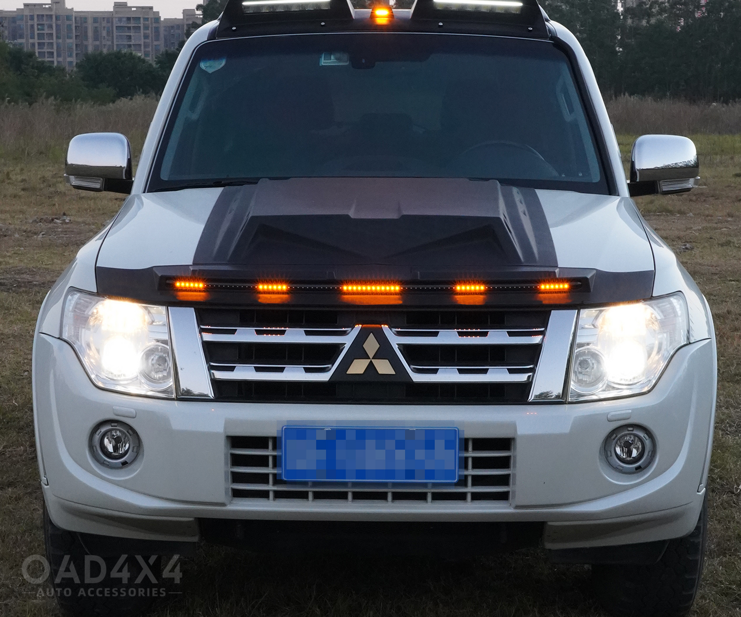 LED Light Bonnet Protector for Mitsubishi Pajero 2007-2020