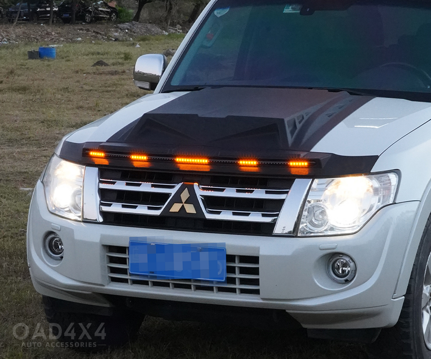 LED Light Bonnet Protector for Mitsubishi Pajero 2007-2020