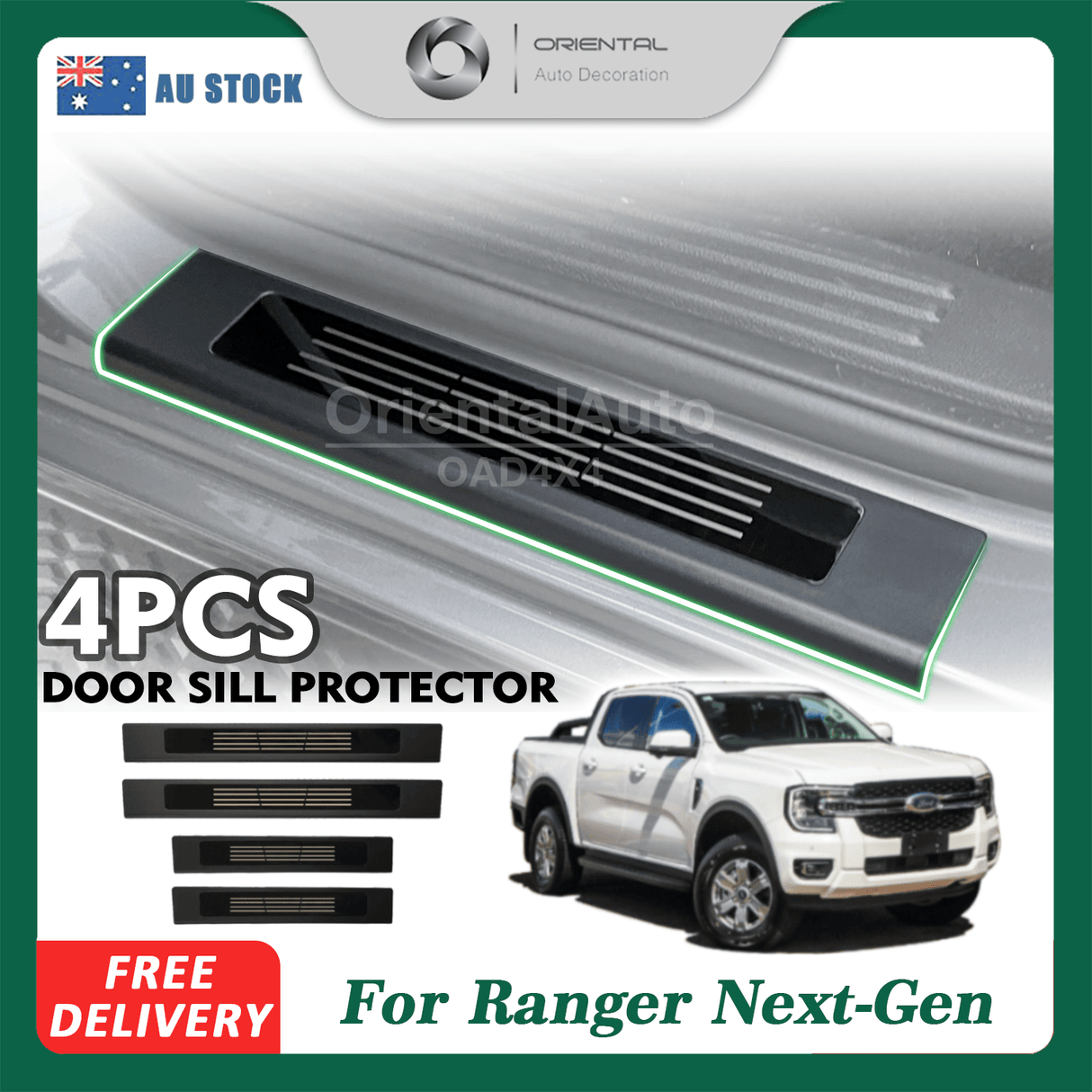 ABS Door Sill Protector for Ford Ranger Next-Gen Dual Cab 2022-Onwards