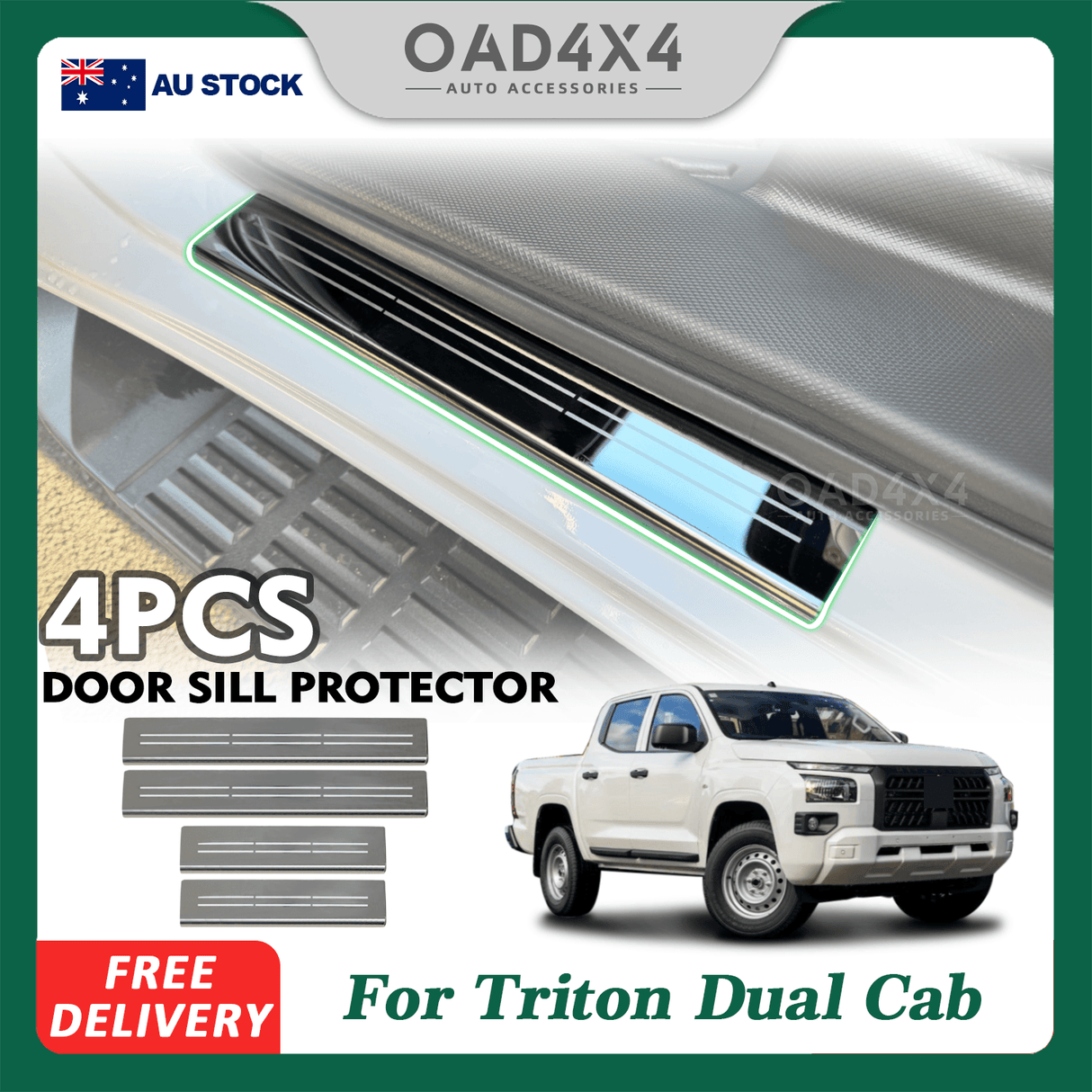 Stainless Door Sill Protector for Mitsubishi Triton MV Dual Cab 2024-Onwards