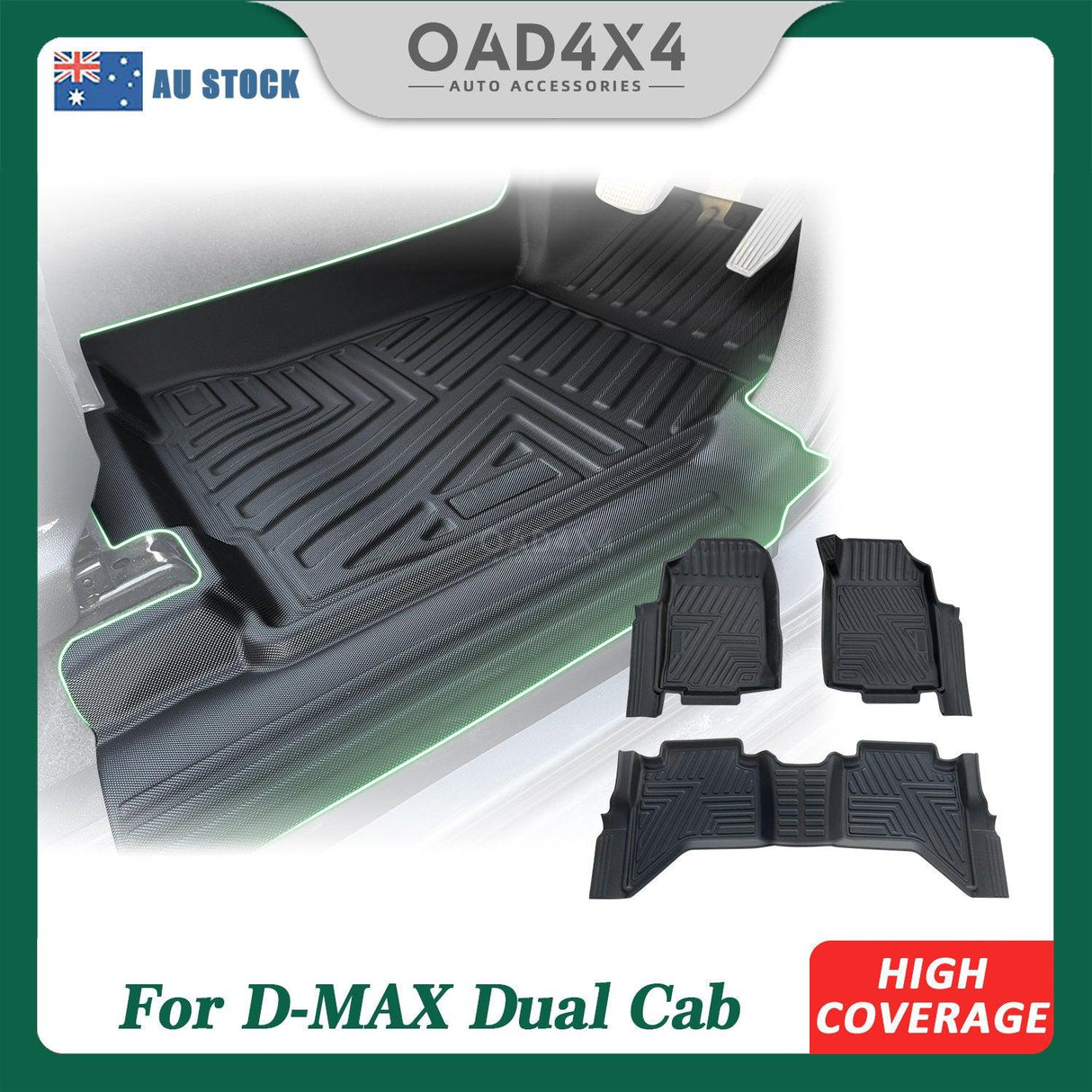 5D TPE Car Floor Mats for ISUZU D-MAX Dual Cab 2012-2020