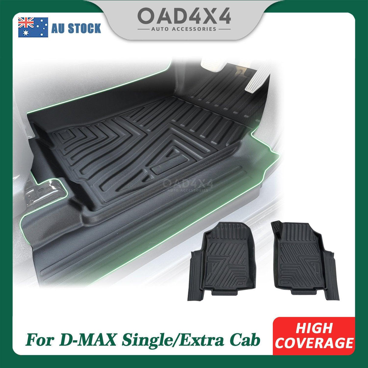 5D TPE Car Floor Mats for ISUZU D-MAX Single/Extra Cab 2012-2020