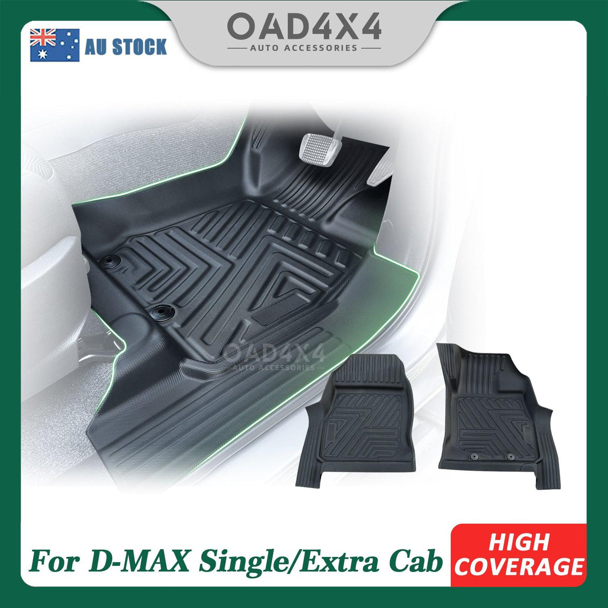 5D TPE Car Floor Mats for ISUZU D-MAX Single/Extra Cab 2020-Onwards