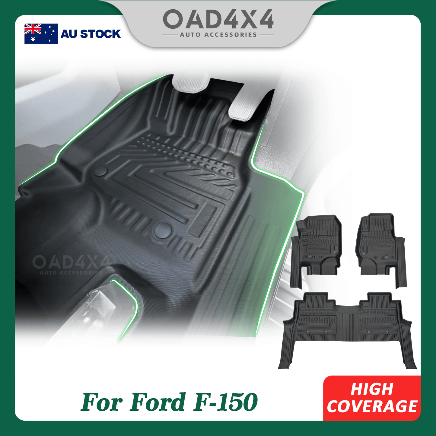 5D TPE Car Floor Mats for Ford F-150 2023-Onwards