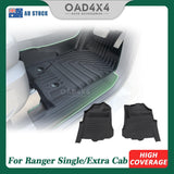 5D TPE Car Floor Mats for Ford Ranger Single / Extra Cab 2022-Onwards