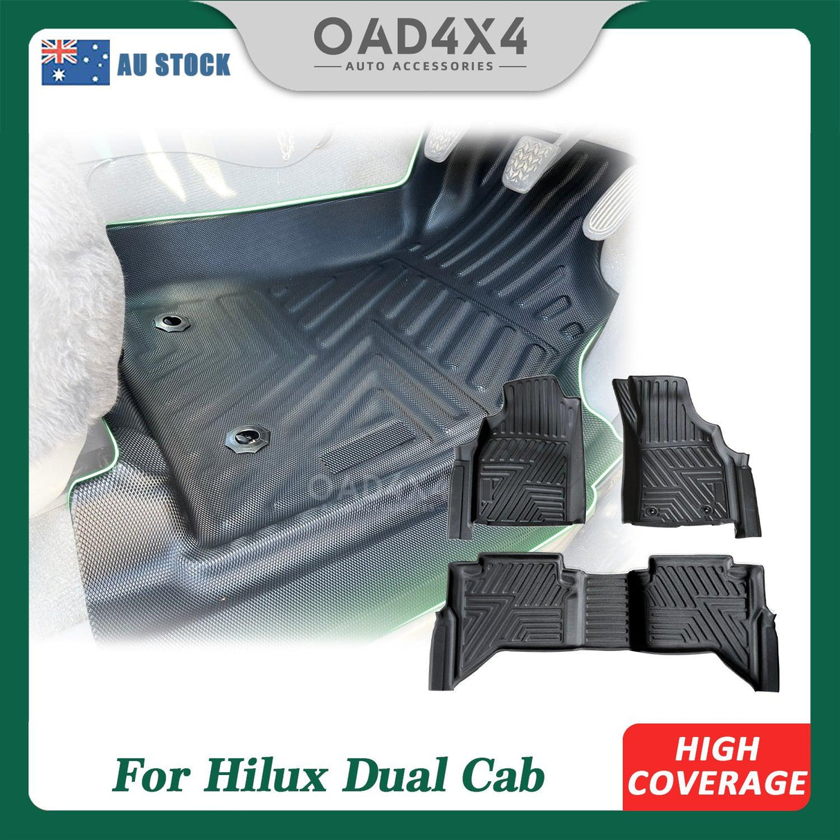 5D TPE Car Floor Mats for Toyota Hilux Dual Cab 2005-2015