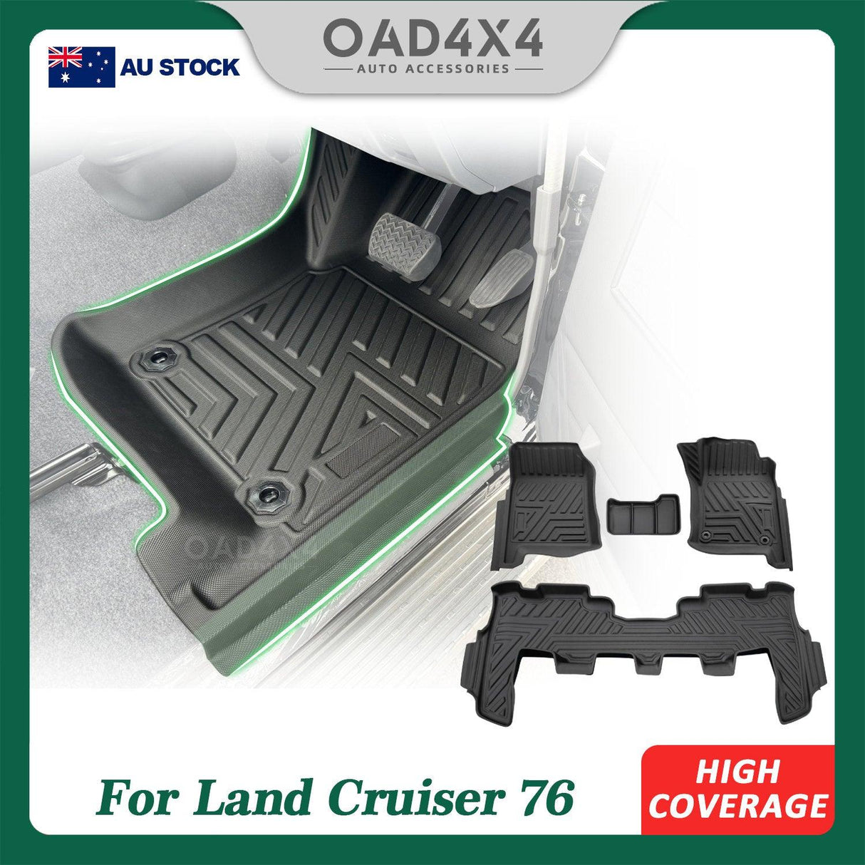 5D TPE Car Floor Mats for Toyota Landcruiser 76 2023-Onwards