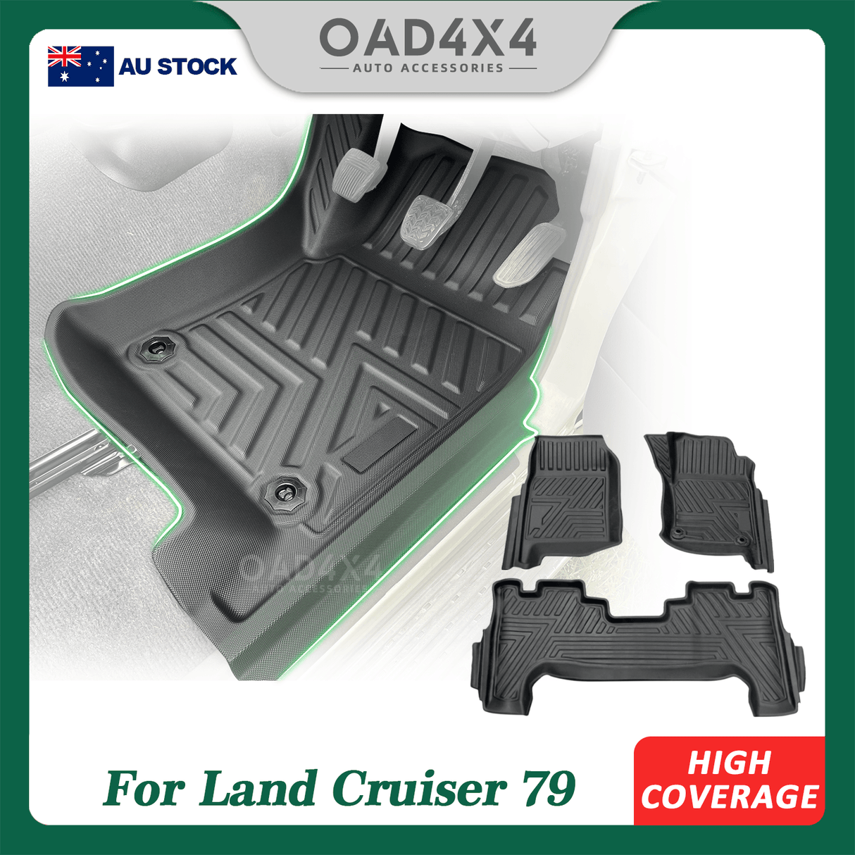 5D TPE Car Floor Mats for Toyota Landcruiser 79 Dual Cab 2012-Onwards