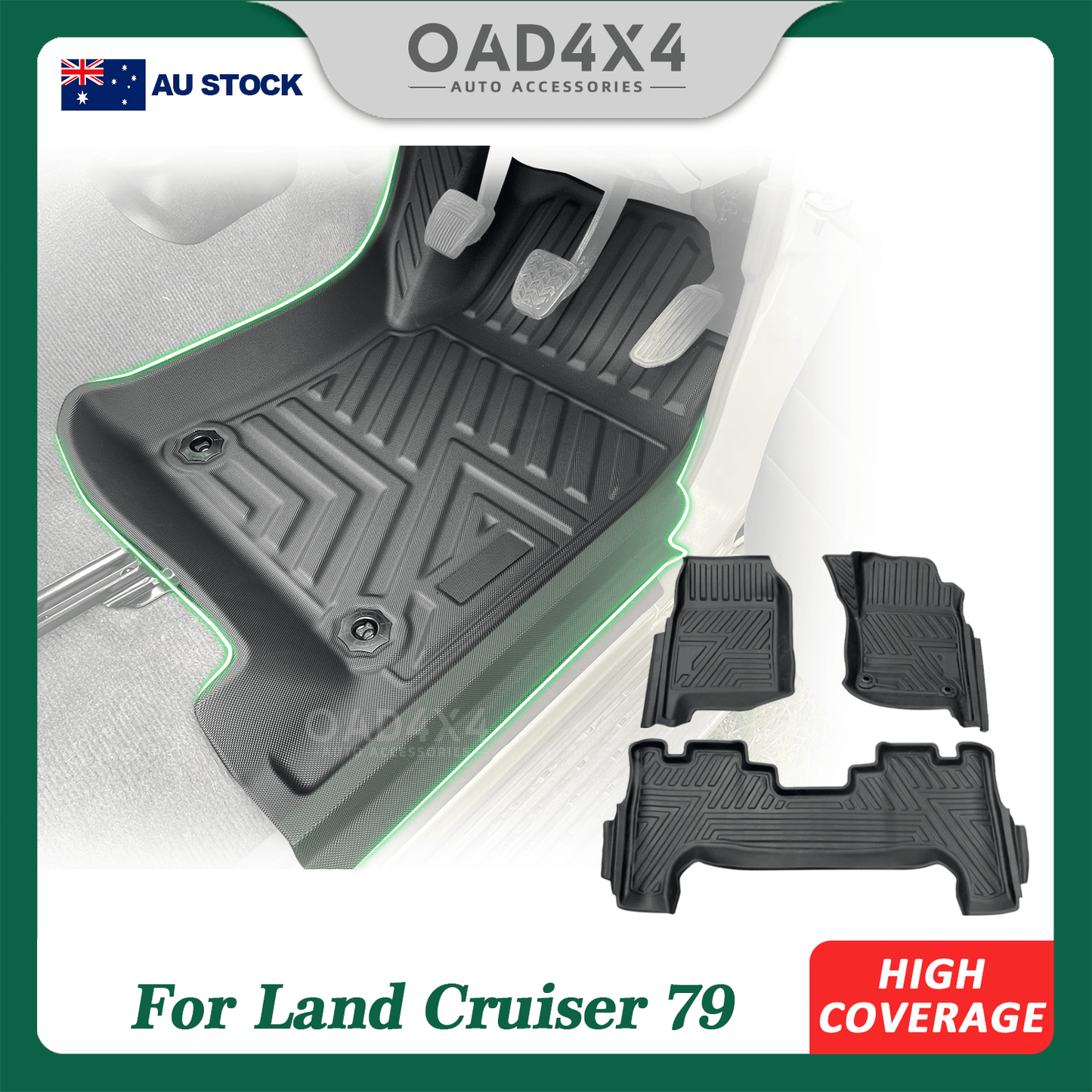 Pre-order 5D TPE Car Floor Mats for Toyota Landcruiser 79 Dual Cab 2012-Onwards