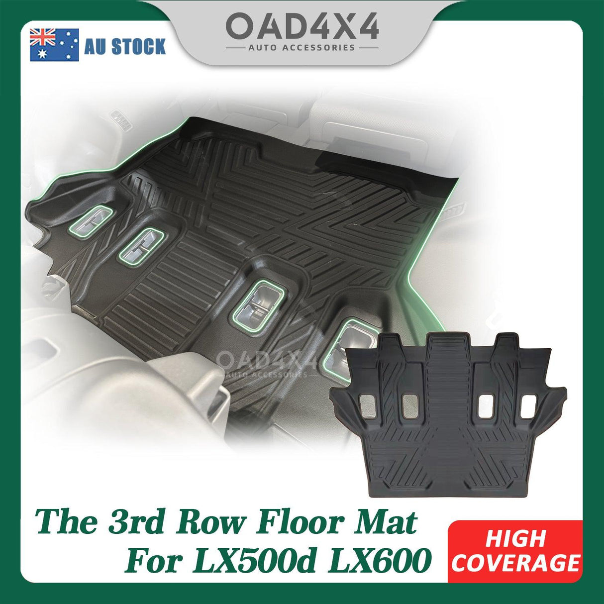 Third Row Car Floor Mats for Lexus LX500d LX600 7 Seats 2021-Onwards