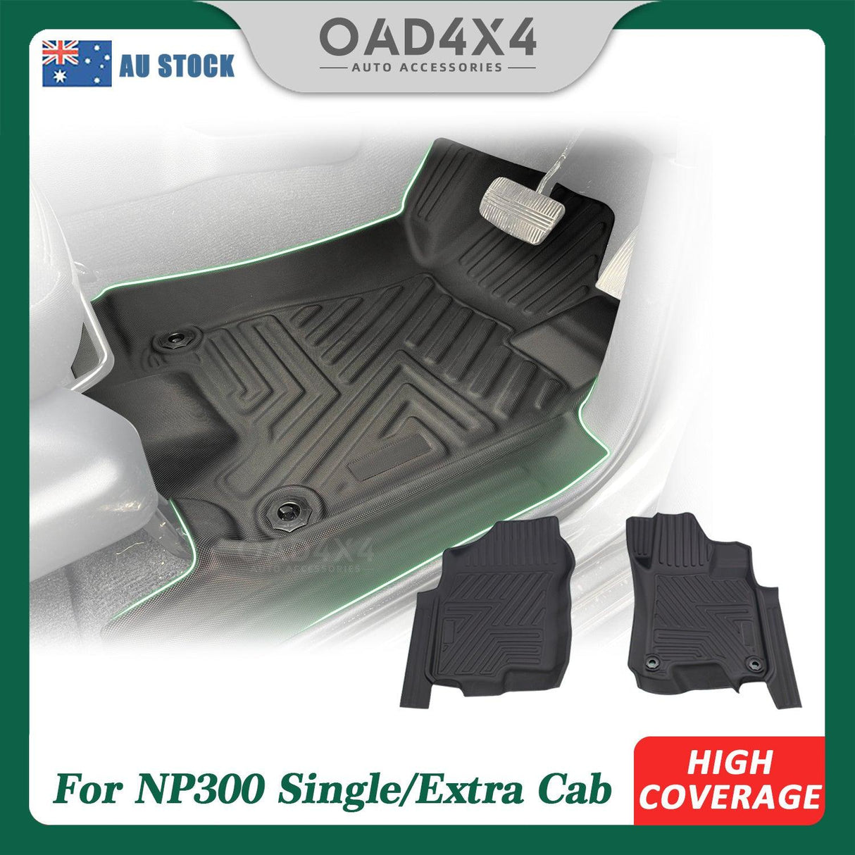 5D TPE Car Floor Mats for Nissan Navara NP300 D23 Single / Extra Cab 2015-Onwards