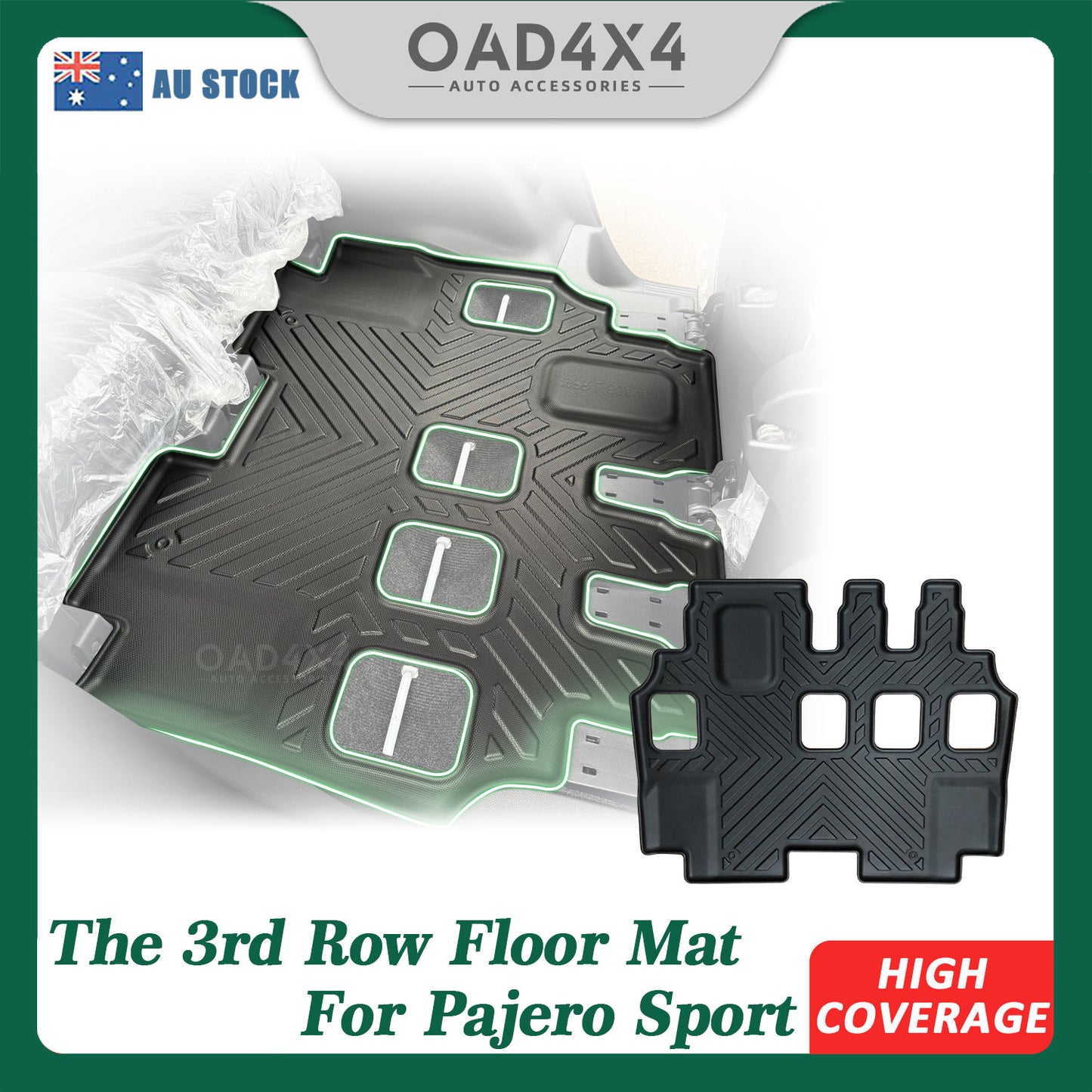 Third Row Car Floor Mats for Mitsubishi Pajero Sport 7 Seater 2015-Onwards