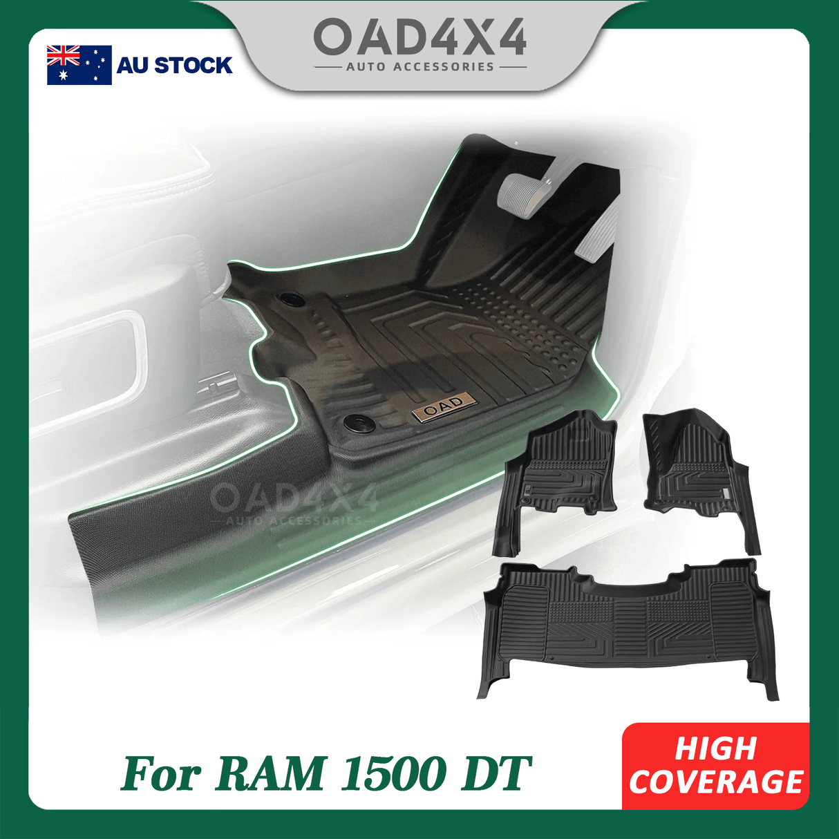 5D TPE Car Floor Mats for RAM 1500 DT series Crew Cab 2020-Onwards