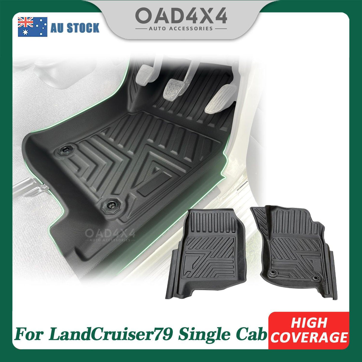 5D TPE Car Floor Mats for Toyota Landcruiser 79 Single Cab 2012-2016