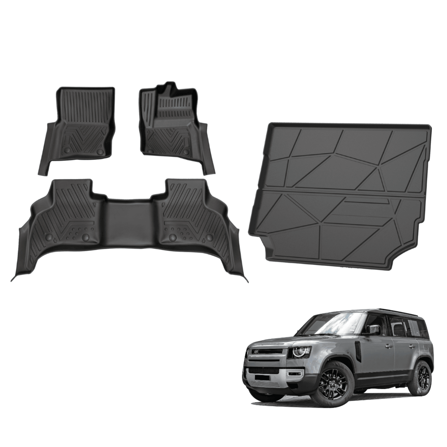 5D TPE Car Floor Mats for Land Rover Defender L663 110 5 Seats 2020-Onwards