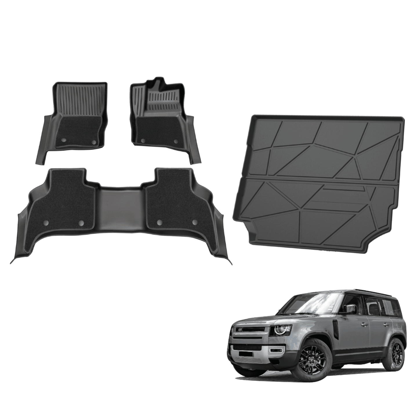 5D Double-Layer Car Floor Mats for Land Rover Defender L663 110 5 Seats 2020-Onwards