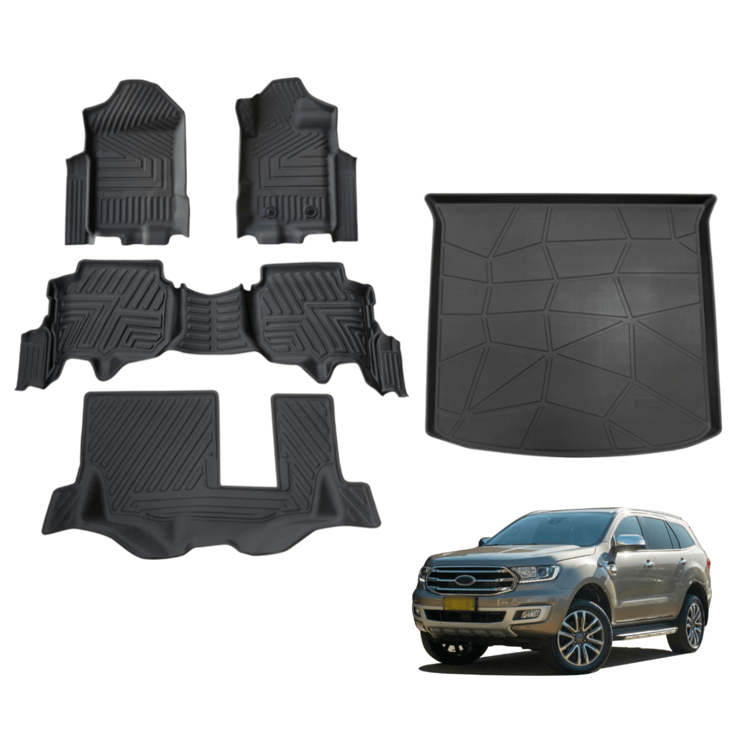 5D TPE Car Floor Mats for Ford Everest UA / UA II 2015-2022