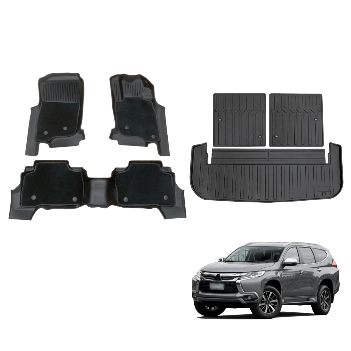 5D Double-Layer Car Floor Mats for Mitsubishi Pajero Sport 2015-Onwards