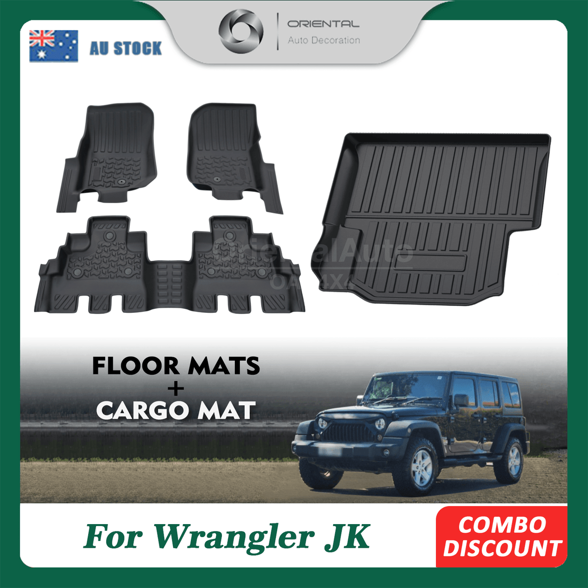 5D TPE Car Floor Mats for Jeep Wrangler JK Series 2007-2011