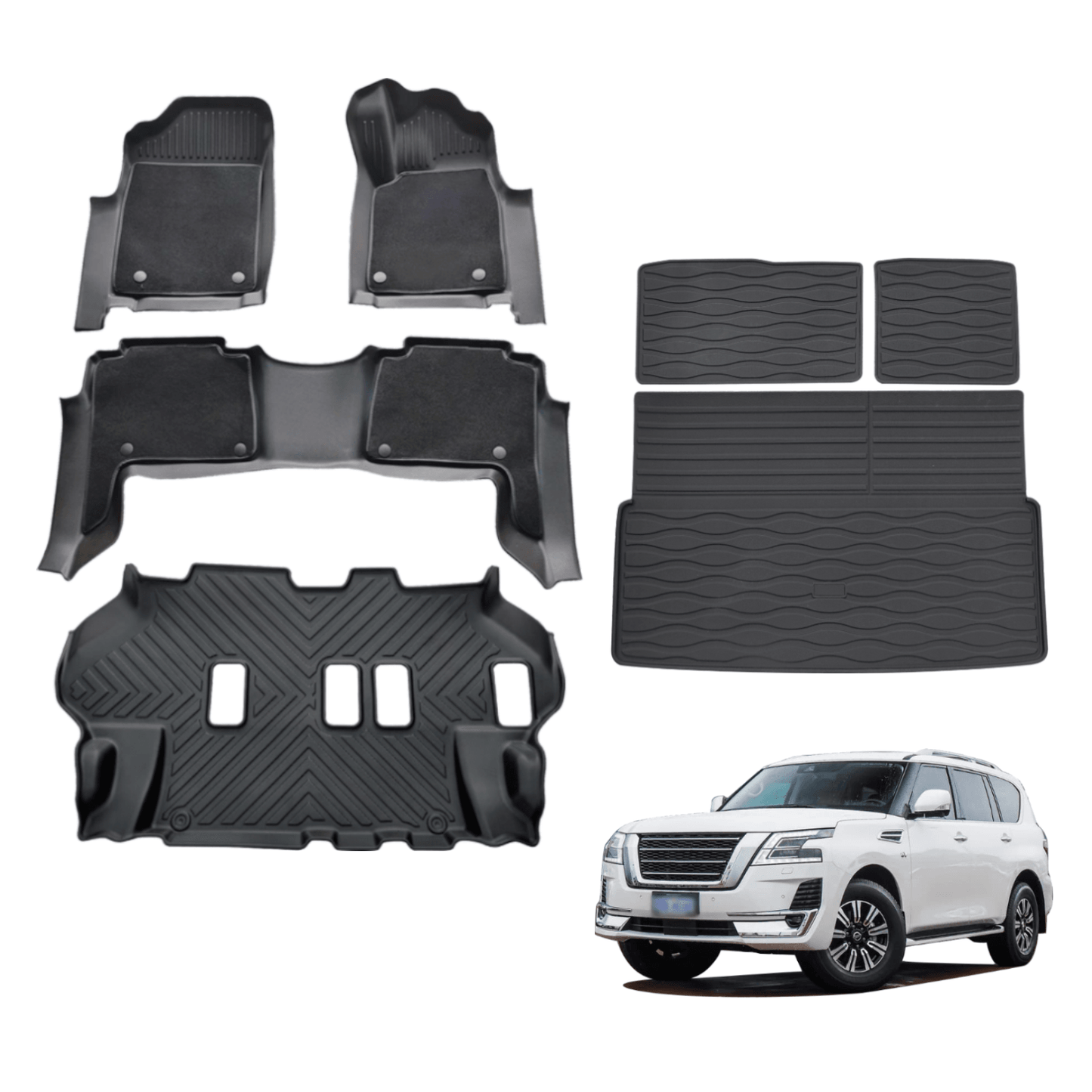 5D Double-Layer Car Floor Mats Nissan Patrol Y62 2012-Onwards