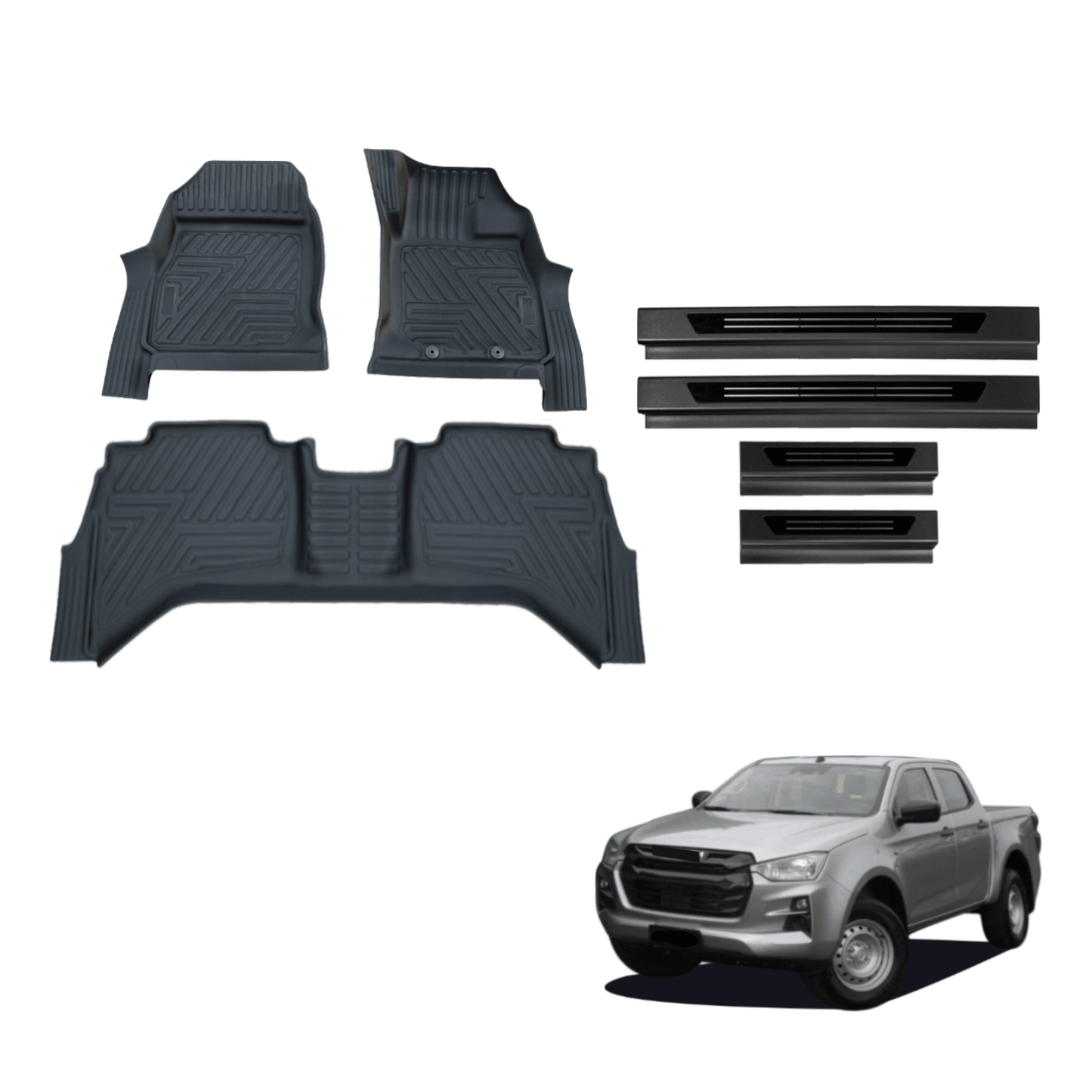 5D Car Floor Mats & Door Sills Protector for ISUZU D-MAX Dual Cab 2020-Onwards